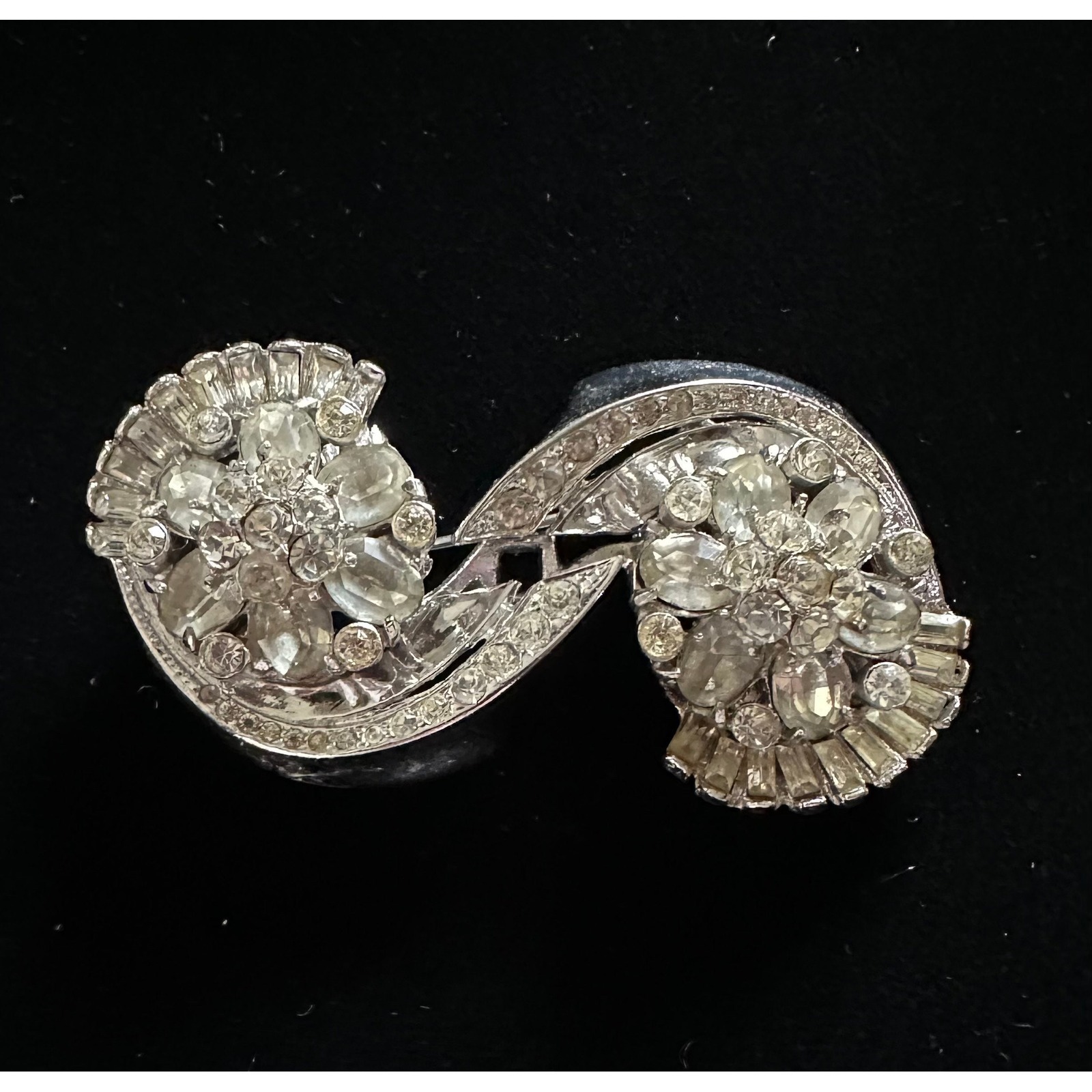 Coro Craft Sterling Silver & Rhinestone Duette Retro